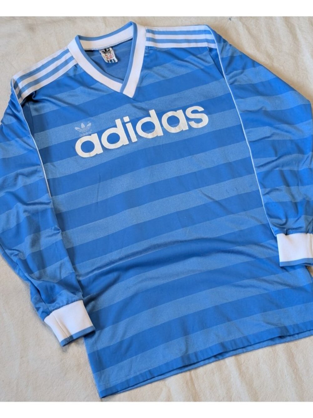 Adidas Vintage 80s West Germany Blue Striped #11 Soccer Football Jersey Medium